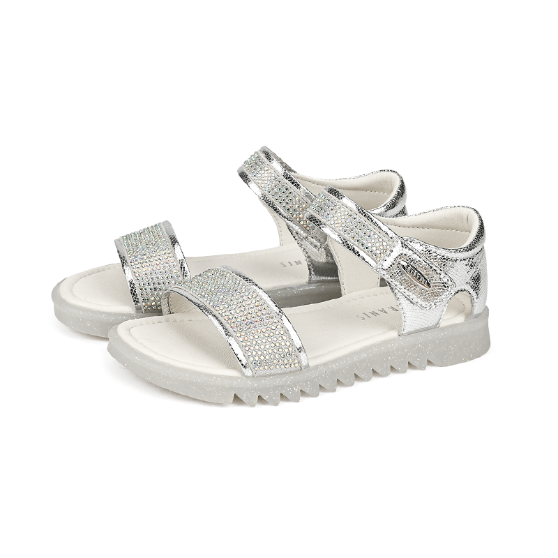 TARANIS Stage 4 Girls' Dress Sandals | Crystal Accents & Metallic Leather