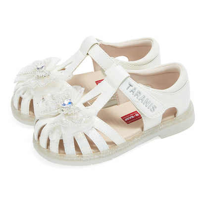 TARANIS Grace Bloom Flat Sandals For Toddlers Girls