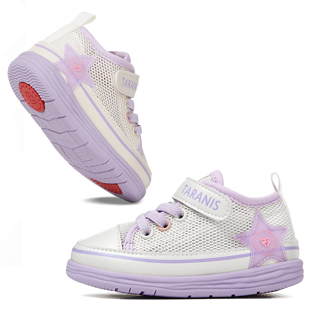 soft breathable baby shoes with microfiber upper, mesh lining, and plant-fiber insoles for all-day comfort