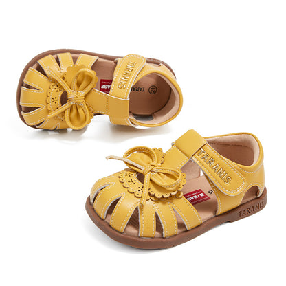 TARANIS Grace Bow Flat Sandals For Toddlers Girls