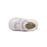 TARANIS Stage 2 White and purple color-blocked round-toe kick-proof baby walking shoes