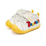 TARANIS Stage 1 Mid-top soft pre-walking shoes with colorful logo and rounded toe