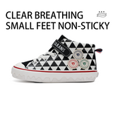 TARANIS 3 stage Children's High-Top Sneakers with Triangle Checkerboard and Triple Circle Logo Design for Kindergarten Casual Wear