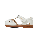 TARANIS Stage 2 Gold and silver striped round-toe baby beach sandals