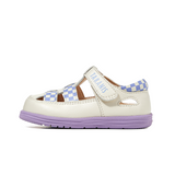 TARANIS Stage 2 Thick White and Purple Check Sandals