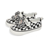 TARANIS Stage 3 Black and white checkerboard floral leather sneakers