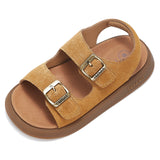 TARANIS Stage 4 Girls' Leather Sandals | Retro Adjustable Strap w/ Cushioned Footbed