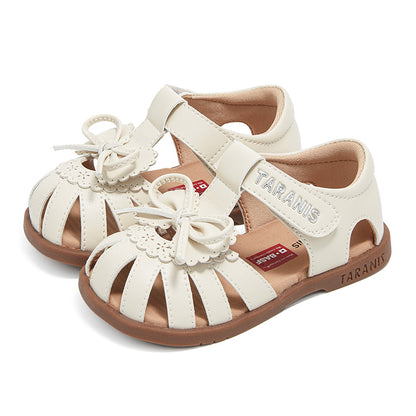 TARANIS Grace Bow Flat Sandals For Toddlers Girls