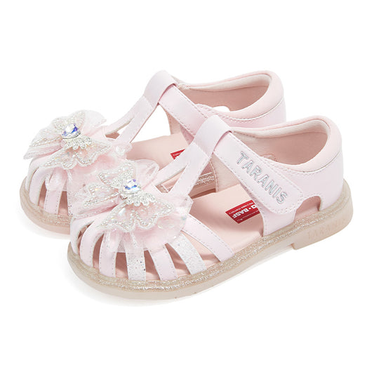 TARANIS Petal Flat Sandals Glitter Finish
