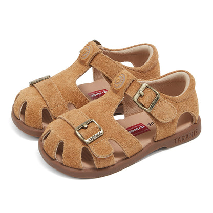 TARANIS Grace Premium Leather Flat Sandals For Toddlers Girls