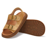 TARANIS Stage 4 Girls' Leather Sandals | Retro Adjustable Strap w/ Cushioned Footbed