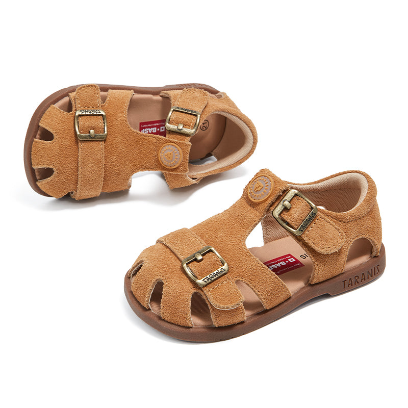 TARANIS Grace Premium Leather Flat Sandals For Toddlers Girls