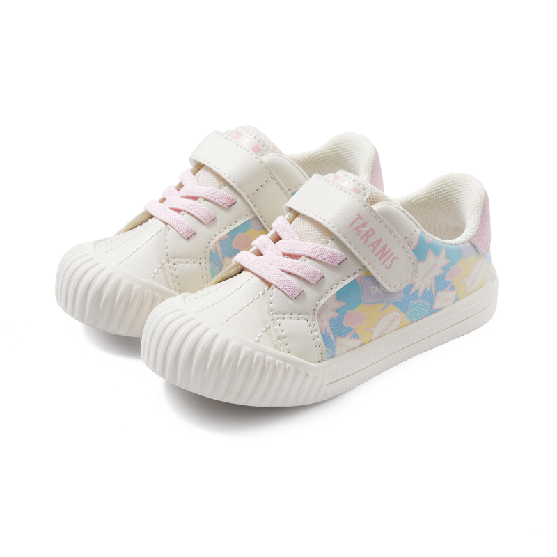 TARANIS Stage 3  Colorful logo patchwork print children's slip-on sneakers