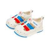 TARANIS Stage 2 Red and blue striped color-blocked mesh round-toe baby walking sandals