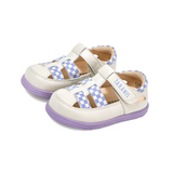 TARANIS Stage 2 Thick White and Purple Check Sandals