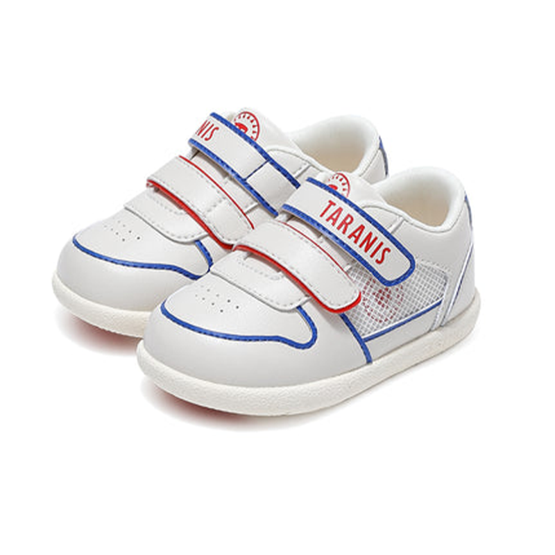 TARANIS Stage 2 Red and blue striped hollow-out mesh low-top baby walking shoes