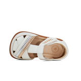 TARANIS Stage 2 Gold and silver striped round-toe baby beach sandals