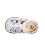 TARANIS Stage 2 Thick White and Purple Check Sandals