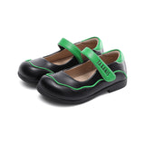 TARANIS 3 Stage Children's Comfortable Green Stripe Leather Shoes