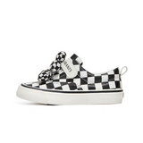 TARANIS Stage 3 Black and white checkerboard floral leather sneakers