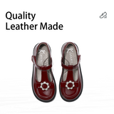 TARANIS Stage 4 Sparkling diamond floral burgundy leather shoes