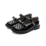 TARANIS 4 Stage  Two-tone diamond-checkered Mary Jane shoes with bow knot