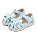 TARANIS Stage 3  Blue and white checkered bowtie girl's sandals