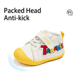 TARANIS Stage 1 Mid-top soft pre-walking shoes with colorful logo and rounded toe