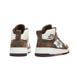 TARANIS Stage 4 Vintage color-block suede and leather patchwork high-top sneakers