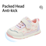 TARANIS Stage 1 Pink-purple color-blocked floral girl's Velcro pre-walking shoes