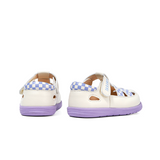 TARANIS Stage 2 Thick White and Purple Check Sandals