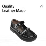 TARANIS 4 Stage Teenager's Gothic-style leather shoes with chain and metal rings