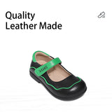 TARANIS 3 Stage Children's Comfortable Green Stripe Leather Shoes