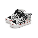 TARANIS 3 stage Children's High-Top Sneakers with Triangle Checkerboard and Triple Circle Logo Design for Kindergarten Casual Wear