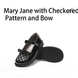 TARANIS 4 Stage  Two-tone diamond-checkered Mary Jane shoes with bow knot