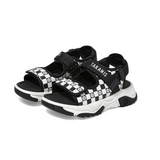 TARANIS Stage 4 Black and white checkerboard with elastic strap sandals