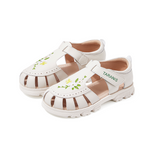 TARANIS 3 Stage Children's Embroidered Floral Leather Closed-Toe Sandals