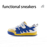 TARANIS Stage 2 Blue and yellow color-blocked floating logo children's loafers