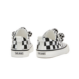 TARANIS Stage 3 Black and white checkerboard floral leather sneakers