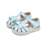 TARANIS Stage 3  Blue and white checkered bowtie girl's sandals