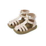 TARANIS 3 Stage Girls' Leather Braided Buckle Roman Sandals