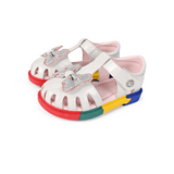 TARANIS Stage 3  Rainbow soft-soled leather sandals with bow embellishments