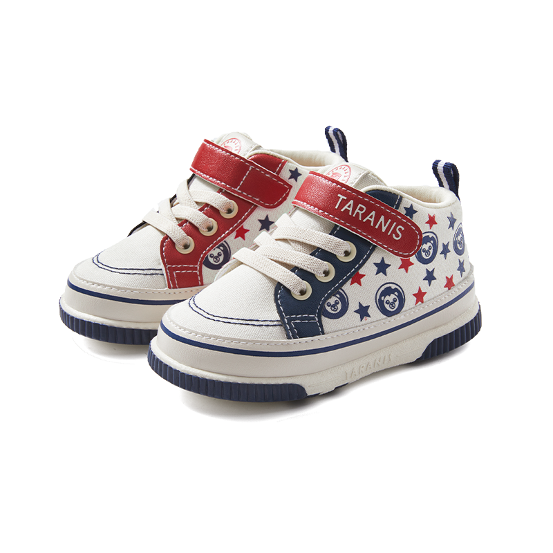 TARANIS Stage 2 Red and blue star print fleece-lined mid-top walking shoes