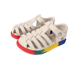 TARANIS 3 Stage Woven Leather Rainbow Sole Roman Sandals