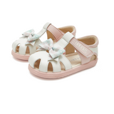 TARANIS Stage 2  Pink and white color-blocked bow baby walking sandals