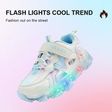 TARANIS 3 Stage Spring/Autumn Mesh Breathable Blue-Purple Gradient Rocket Cool Light-Up Shoes