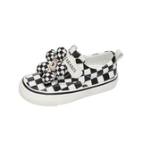 TARANIS Stage 3 Black and white checkerboard floral leather sneakers