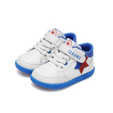 TARANIS Stage 2 Red and blue color-blocked star-patterned mid-top beetle-themed baby walking shoes