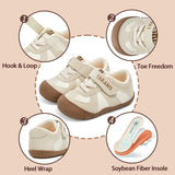 TARANIS 1 Stage Cream Toddler Walking Shoes for Boys and Girls with Wide Toe and Soft Bean Fiber Insole