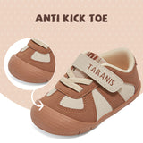 TARANIS 1 Stage Cream Toddler Walking Shoes for Boys and Girls with Wide Toe and Soft Bean Fiber Insole